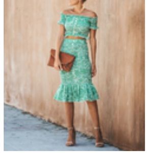 Smocked Crop Top and Midi Skirt Outfit